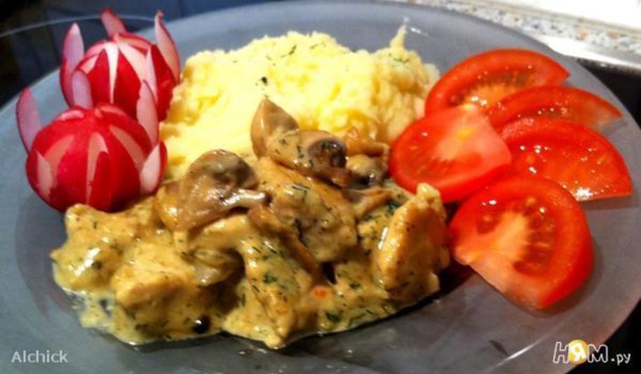 Рецепт фрикасе из курицы с шампиньонами