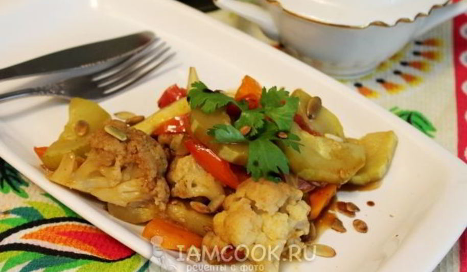 Рецепт овощное рагу с цветной капустой и кабачками