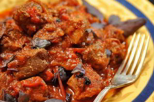 Рагу из баранины с болгарским перцем и томатами