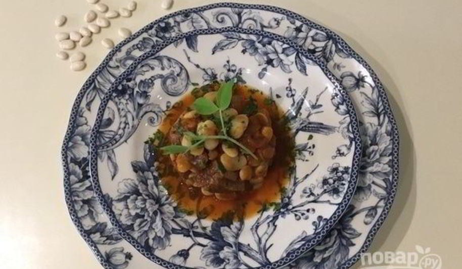 Рецепт рагу из белой фасоли с говядиной и травами