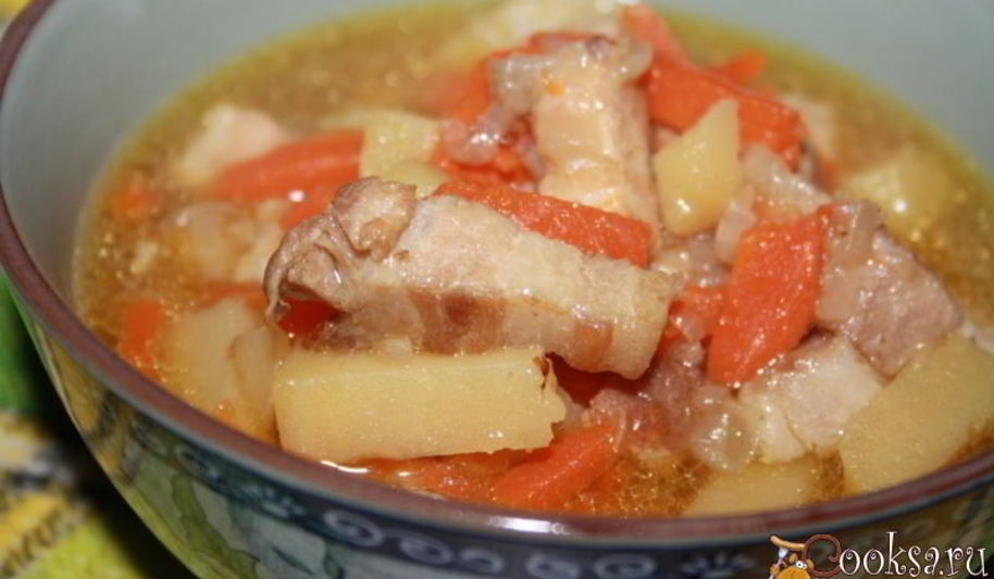 Рецепт рагу из картофеля со свиной грудинкой в мультиварке