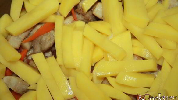 ШАГ 3. рагу из картофеля со свиной грудинкой в мультиварке