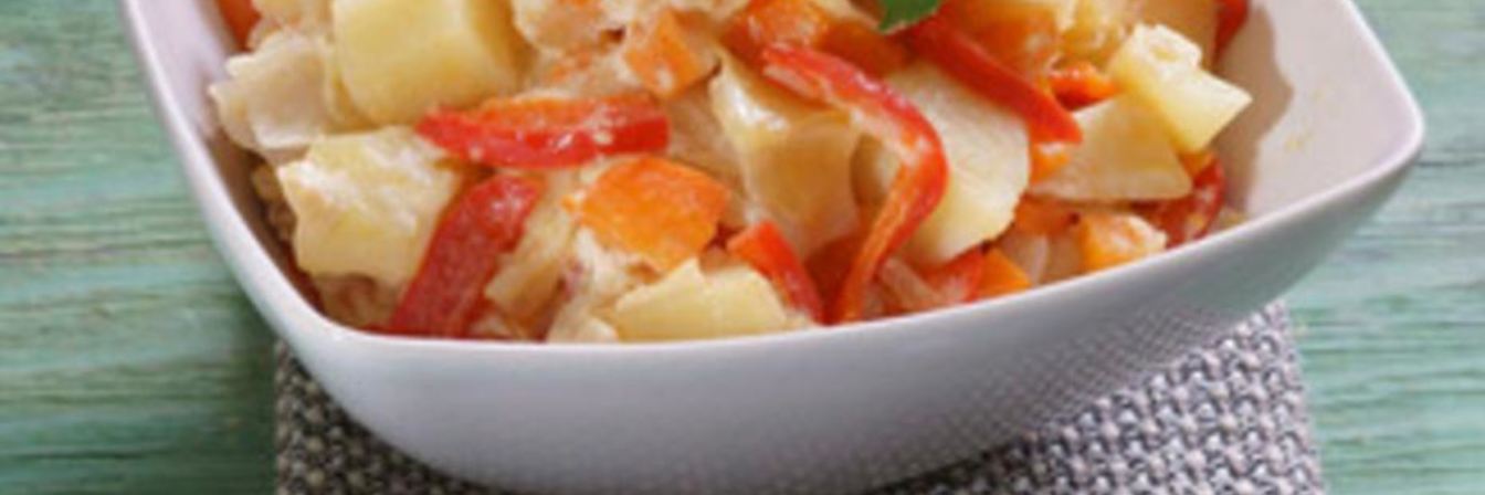 Рагу из овощей со сметанным соусом