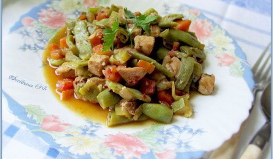 Рецепт рагу из стручковой фасоли и курицы