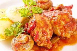 Рагу из цыпленка с белым вином