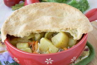 Рагу с куриными сердцами под крышечкой