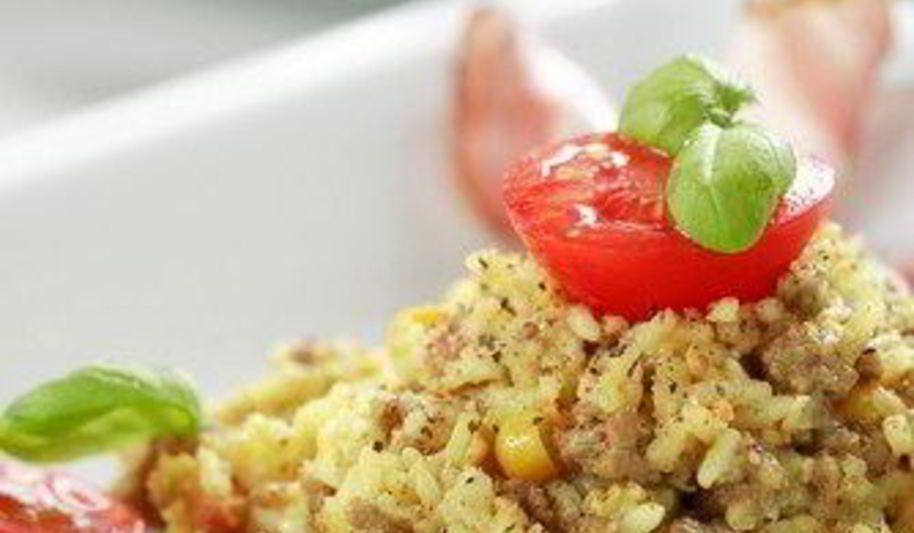 Рецепт ризотто с беконом, базиликом и жареными томатами