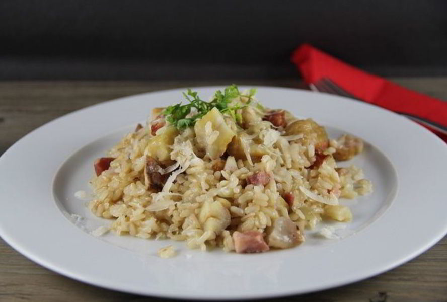 Ризотто с каштанами и грудинкой