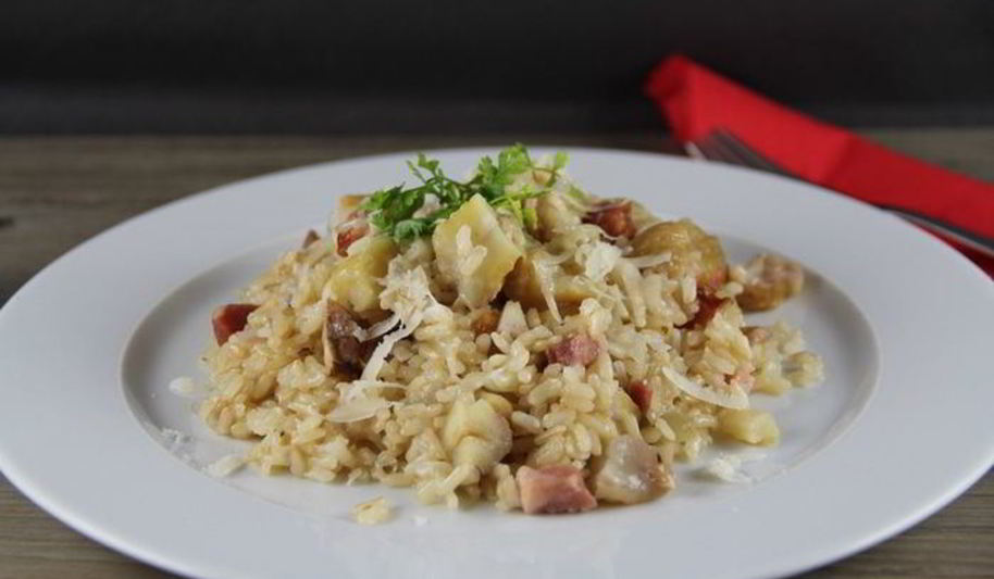 Рецепт ризотто с каштанами и грудинкой