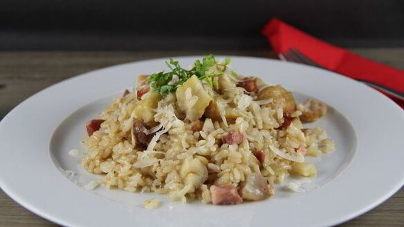 ШАГ 8. ризотто с каштанами и грудинкой