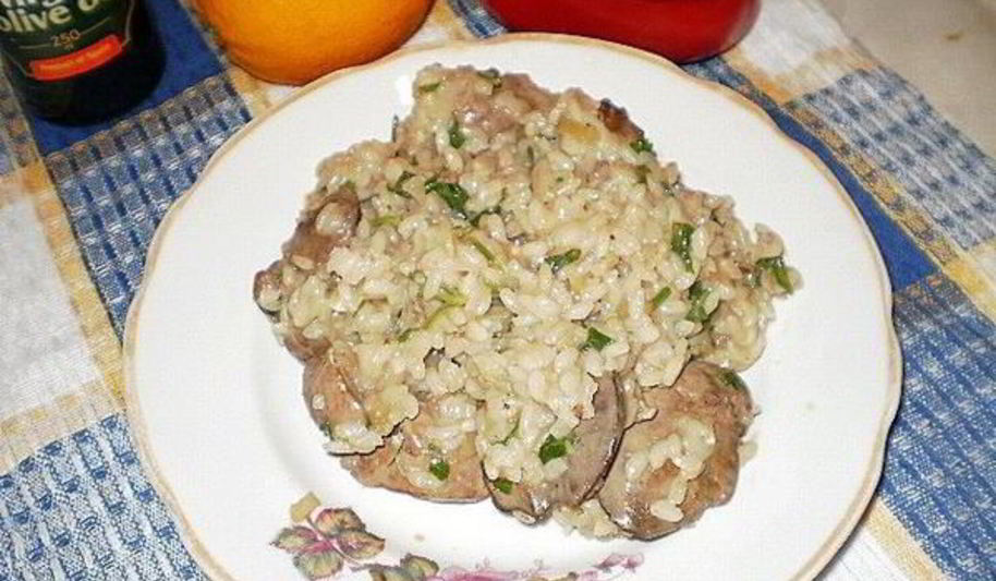 Рецепт ризотто с куриной печенкой