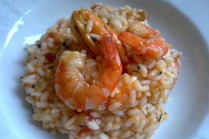 Ризотто с мидиями и креветками