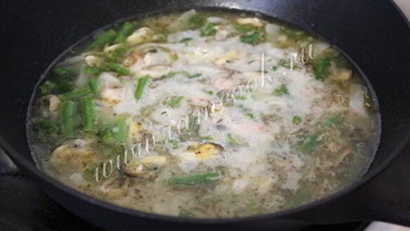 ШАГ 9. ризотто с морепродуктами и стручковой фасолью
