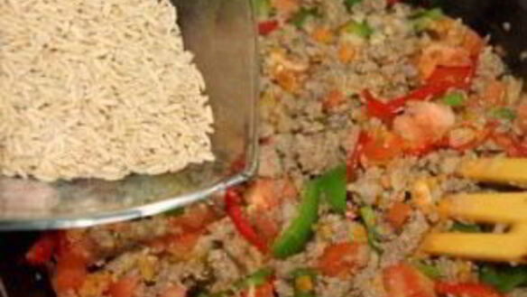 ШАГ 7. ризотто с овощами и мясом