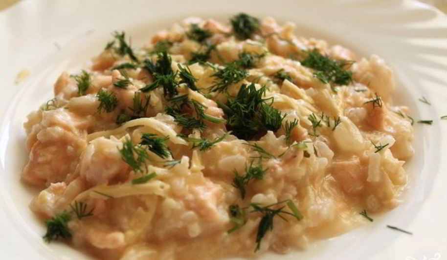 Рецепт ризотто с семгой