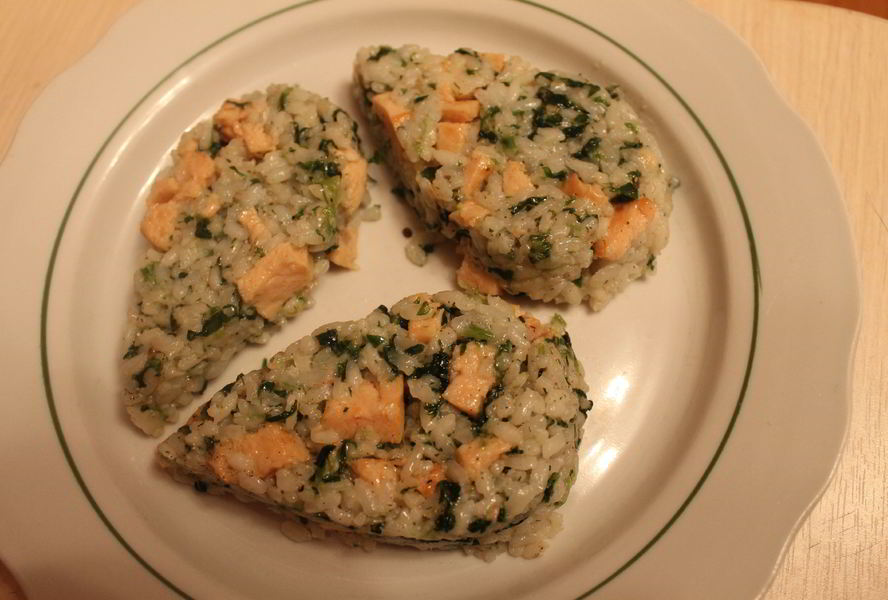 Ризотто со шпинатом и семгой