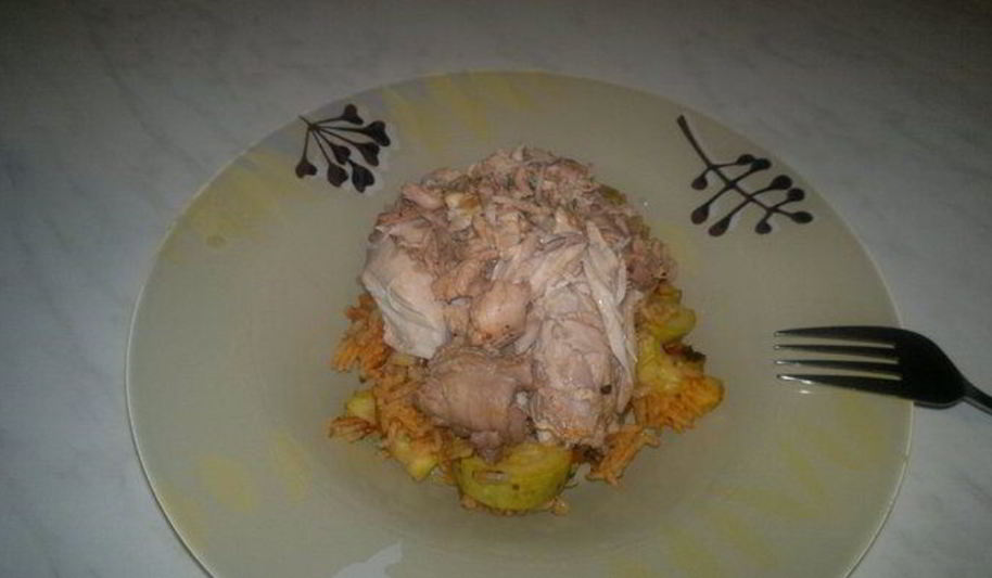 Рецепт упрощенный ризотто в томате с кабачком, чесноком и имбирем