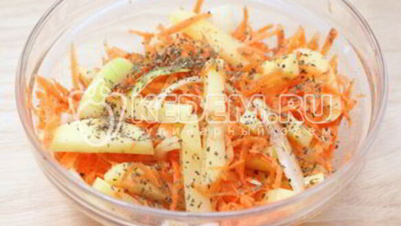 ШАГ 3. кета с овощами в духовке