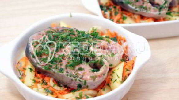 ШАГ 6. кета с овощами в духовке