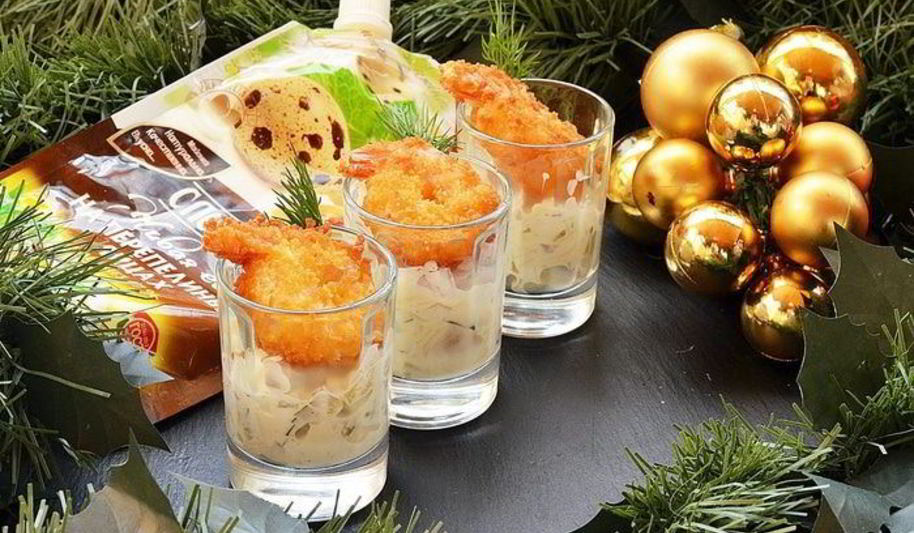 Рецепт хрустящие креветки с сырным соусом