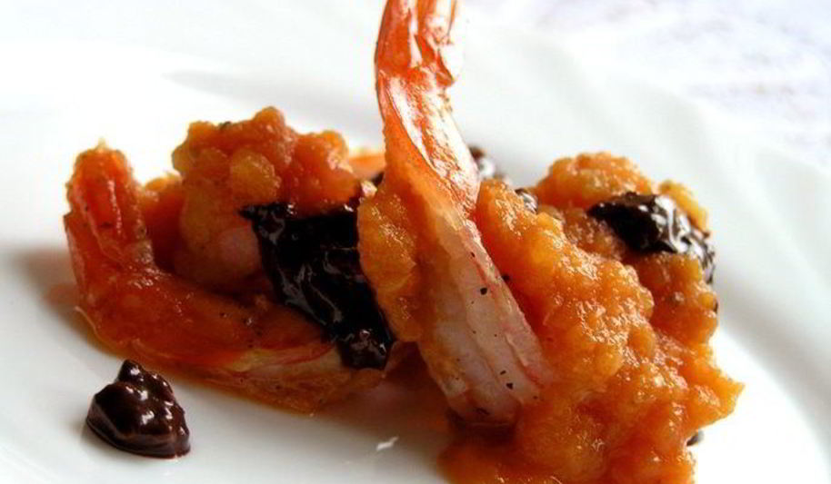 Рецепт креветки под шоколадным соусом