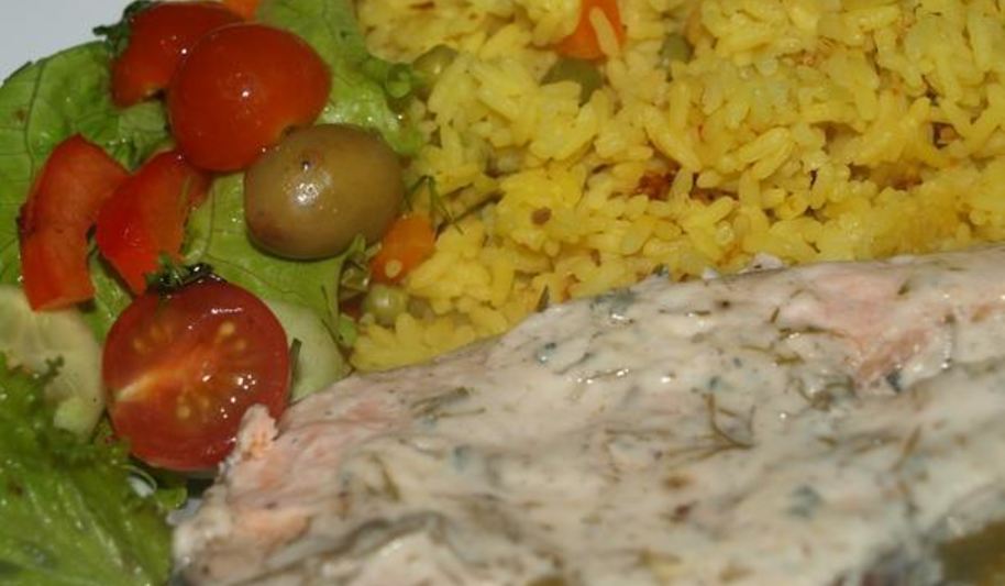 Рецепт лосось с рисом и овощами в мультиварке