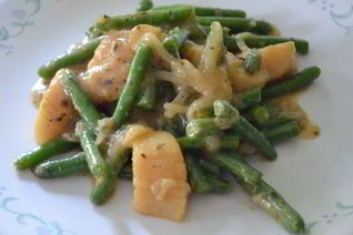 Морские гребешки с зеленой фасолью