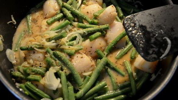 ШАГ 5. морские гребешки с зеленой фасолью