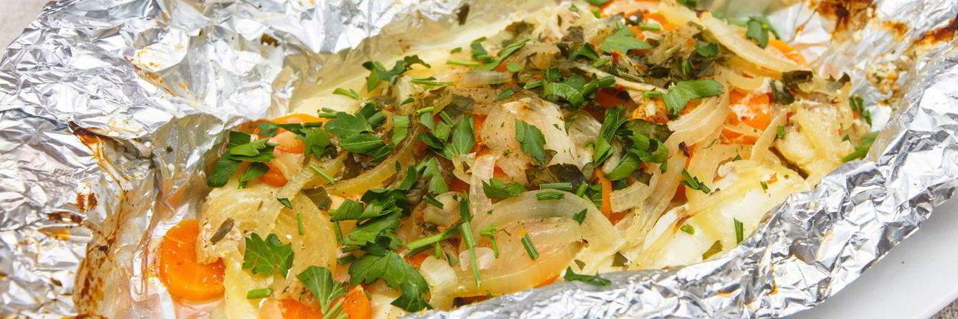 Рыба с овощами в фольге