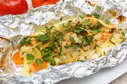 Рыба с овощами в фольге