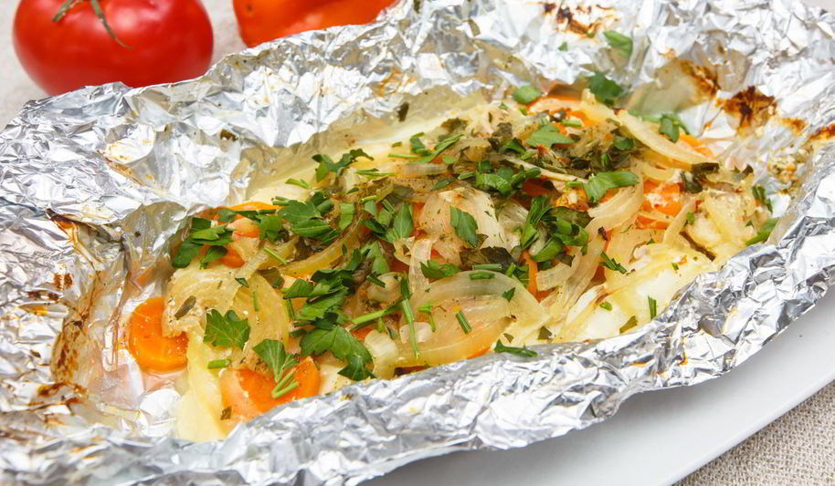 Рецепт рыба с овощами в фольге