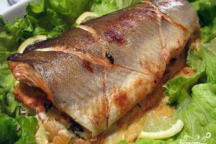 Семга с креветками