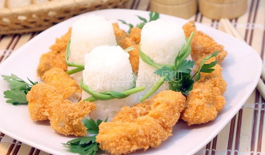 Рецепт сом жареный в панировке с рисом