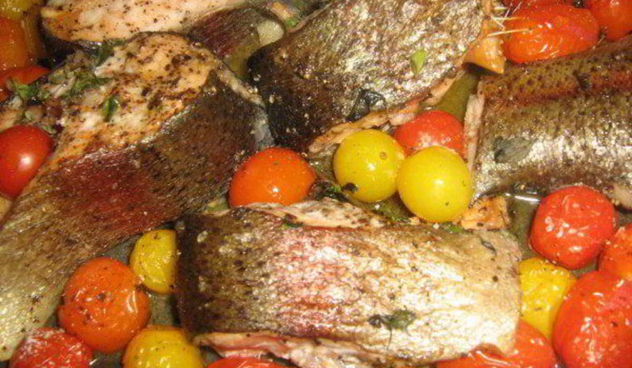 Рецепт запеченная рыба с помидорами черри