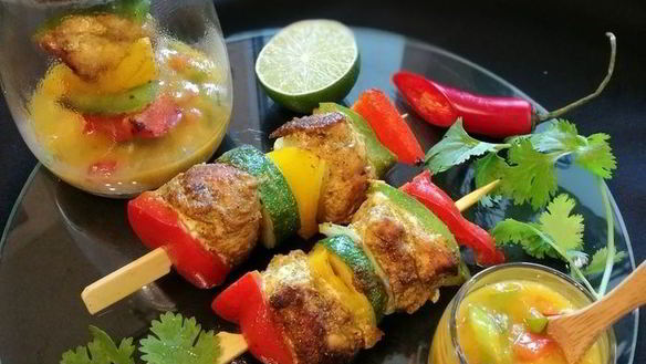 ШАГ 6. куриный шашлычок по-карибски с манговой сальсой