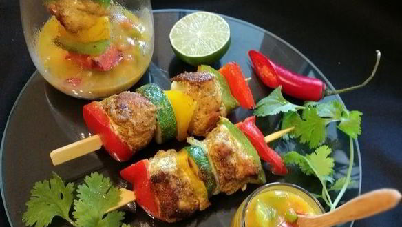 ШАГ 7. куриный шашлычок по-карибски с манговой сальсой