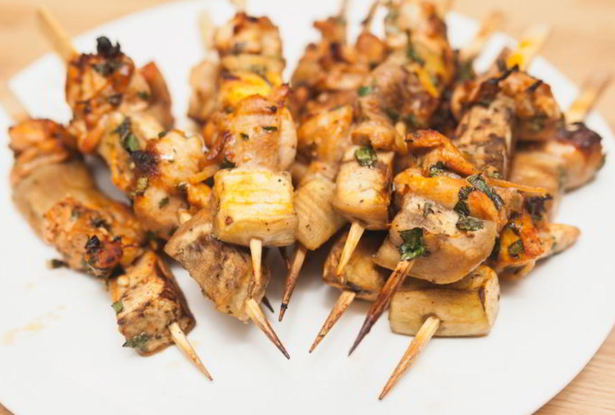 Шашлычки из курицы с баклажанами