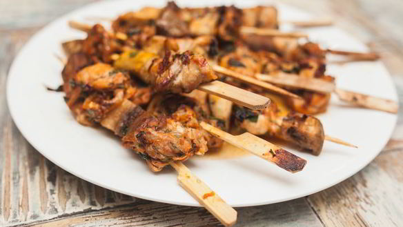 ШАГ 12. шашлычки из курицы с баклажанами