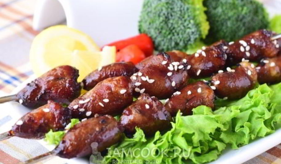 Рецепт шашлык из куриных сердечек в духовке