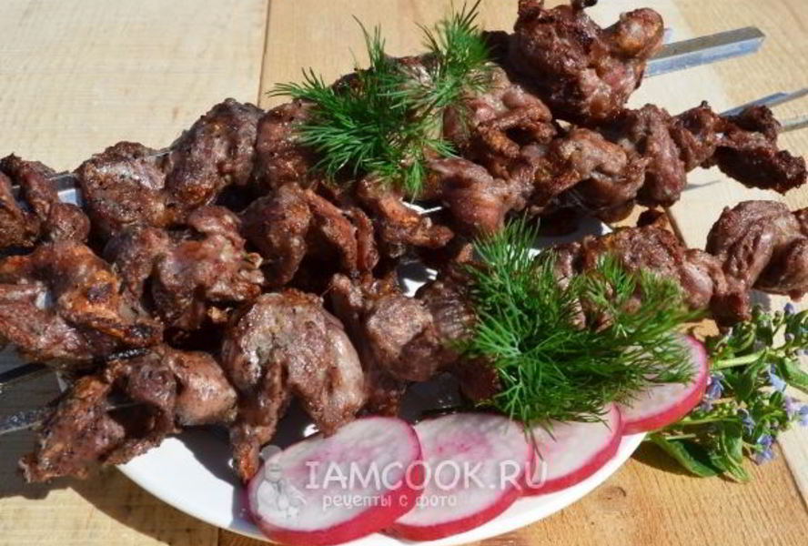Шашлык из куриных желудков