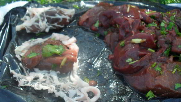 ШАГ 3. шашлык из печени индейки с шампиньонами