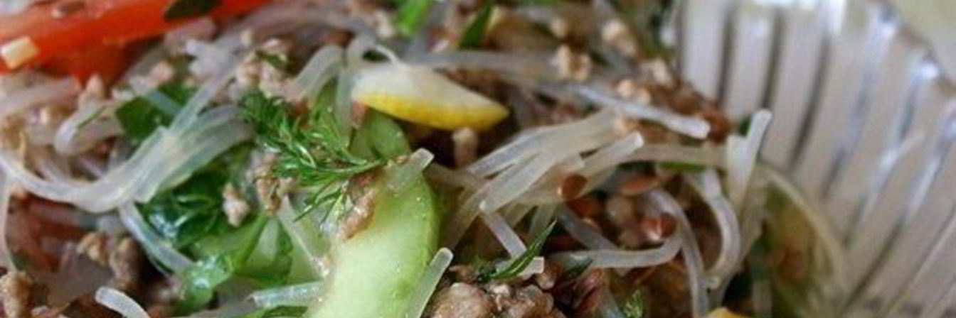 Стеклянная лапша с фаршем и овощами