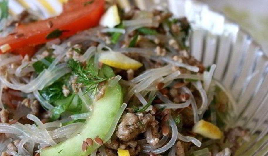 Рецепт стеклянная лапша с фаршем и овощами