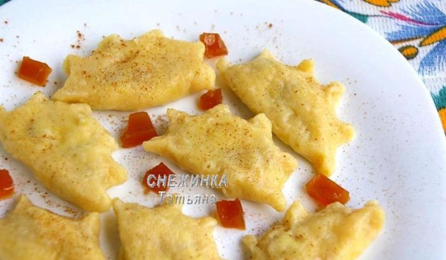 Рецепт вареники из картофельно-тыквенного теста с начинкой из рикотты и вишни