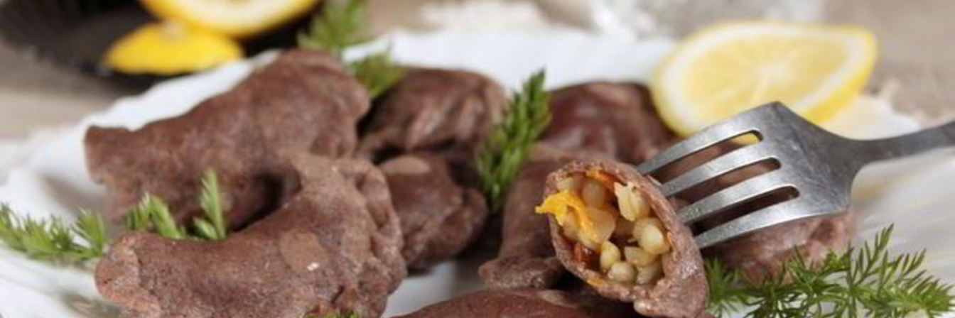 Вареники из льняного теста с булгуром