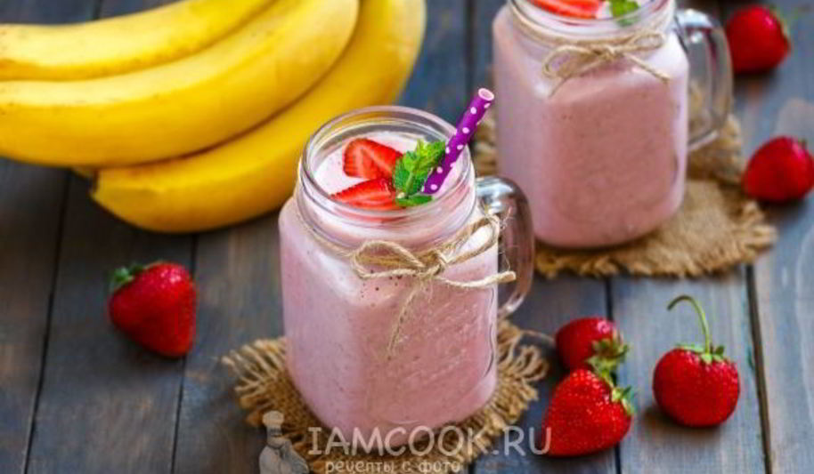 Рецепт клубнично-банановый смузи