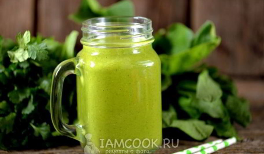 Рецепт зеленый коктейль с овсяными хлопьями и льном