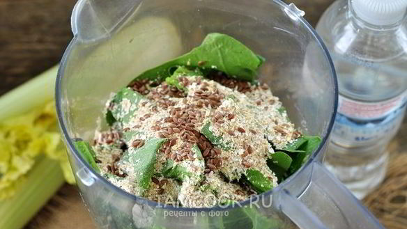 ШАГ 7. зеленый коктейль с овсяными хлопьями и льном