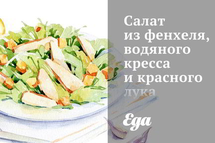 Салат из фенхеля, водяного кресса и красного лука