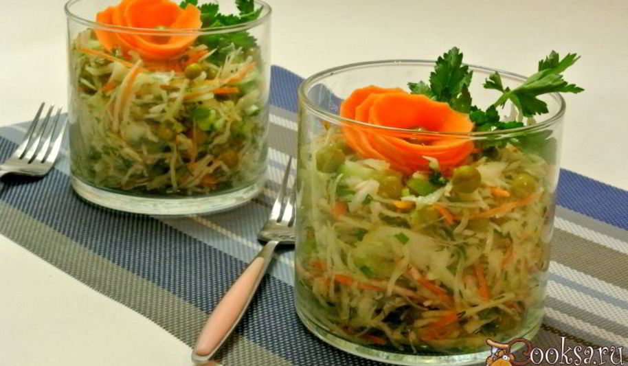 Рецепт салат из капусты с зеленым горошком